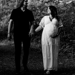 White Gorgeous PinkBlush lace overlay maxi dress